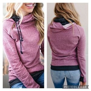 Ampersand Avenue Blended Berry Double Hooded Sweatshirt Pullover